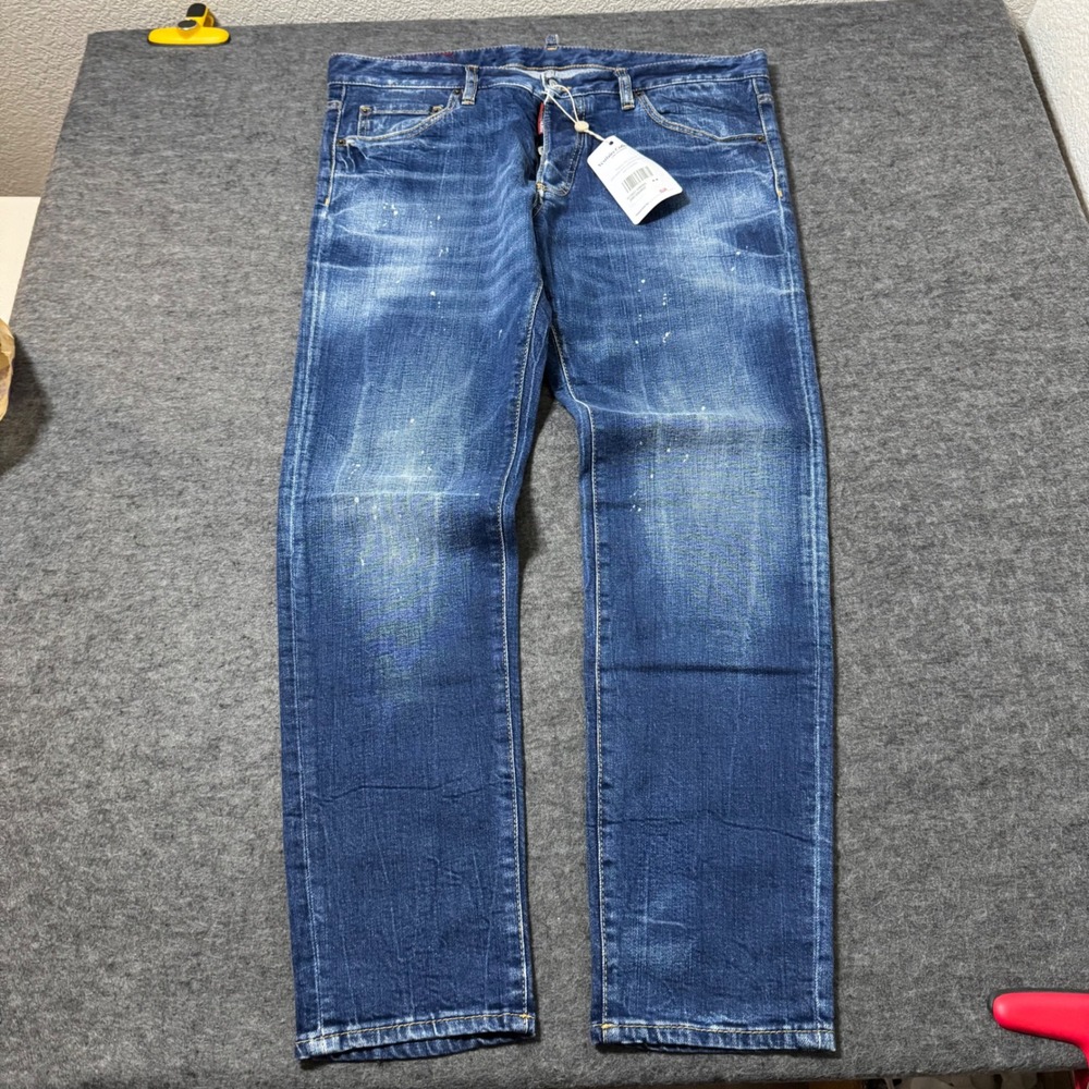 Dsquared2 Skinny Dan Jean Blue Distressed ICON Patch Jeans Size 54 IT (36x29)